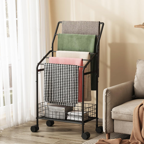 MASMIO Mobile Standing Towel Rack For Bathroom With 4 Hooks Wayfair